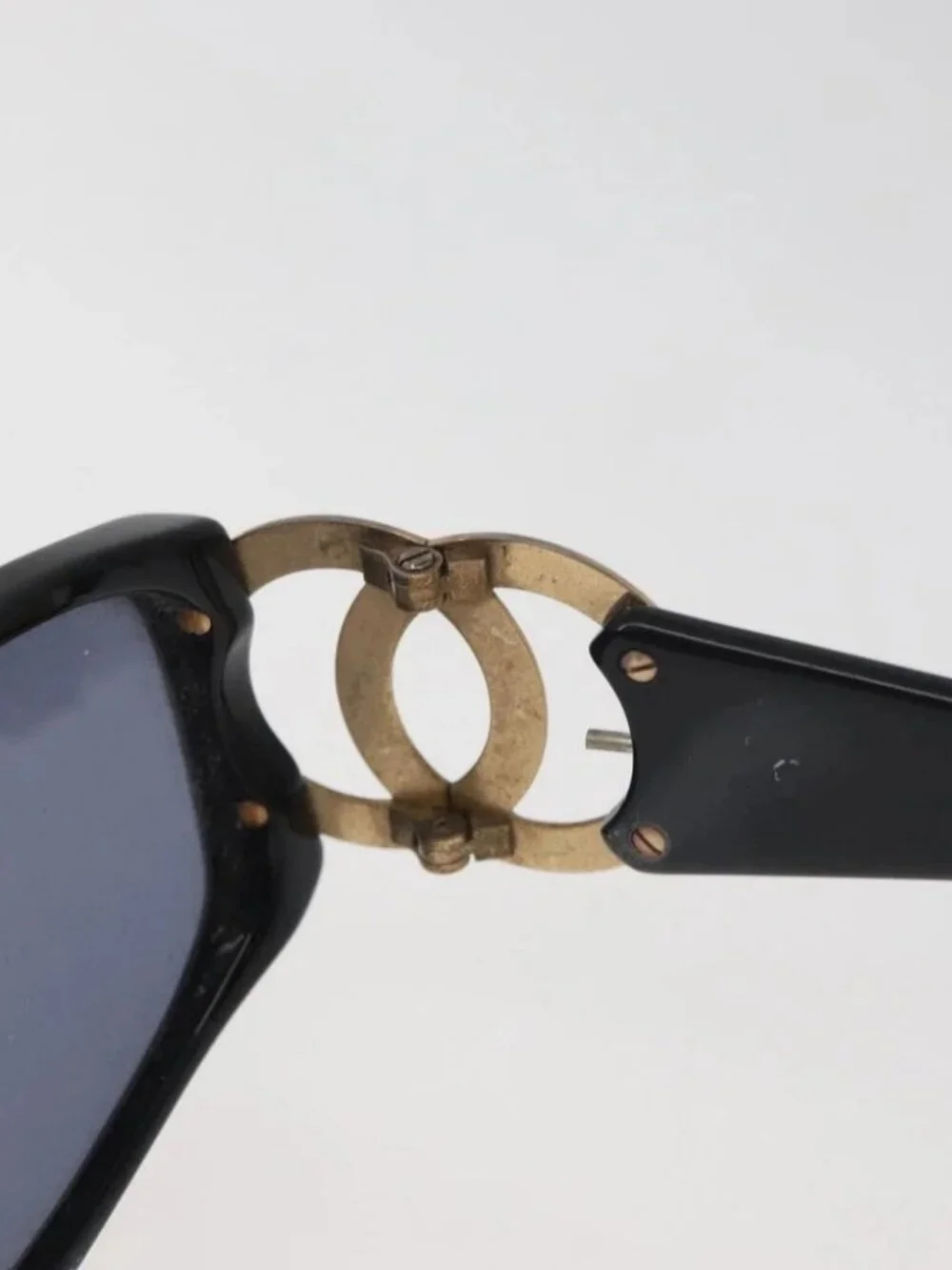 CHANEL Sunglasses plastic Black CC Auth BA12482